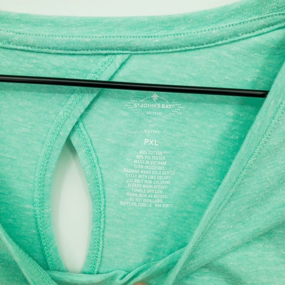 St Johns Bay Teal Graphic Print Short Sleeve Active Top Size PXL - Picture 5 of 11